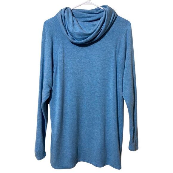 Lou & Grey Heather Blue Cowl Neck Long Sleeve Super Soft Pullover - Picture 2 of 4